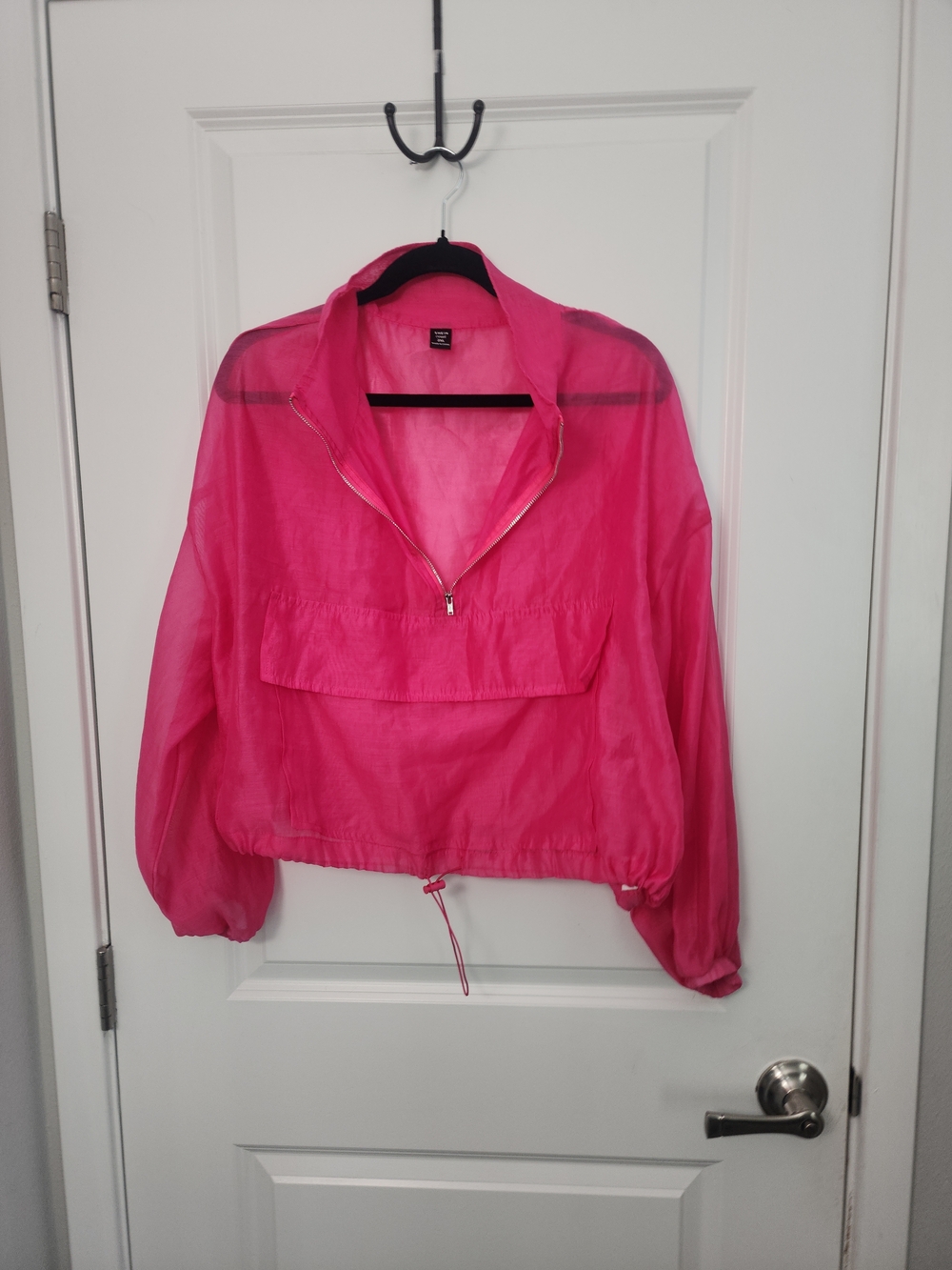 5/$30 SHEIN Hot Pink Sheer Lightweight Pullover Bomber Jacket